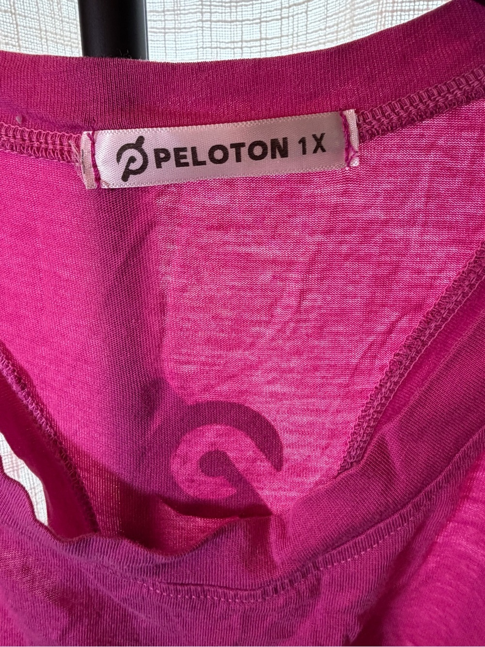 Peloton Pink Script Graphic Tank Top Racerback - Picture 2 of 3